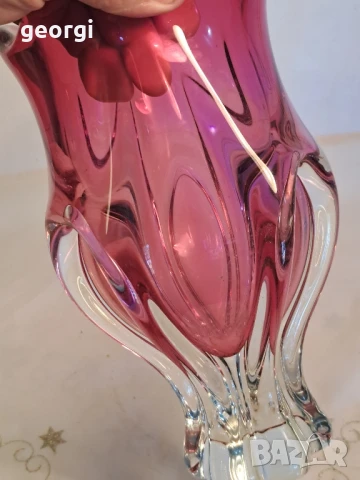 дизайнерска стъклена ваза Josef Hospodka Czechoslovakia , снимка 5 - Вази - 50838451