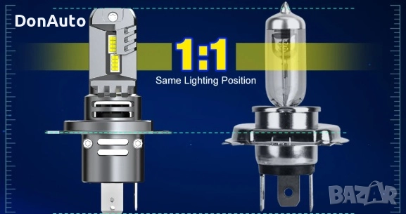 H4 LED Крушки 6500K 12V, снимка 3 - Аксесоари и консумативи - 51634228