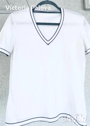 Блуза-тениска / топ с V деколте, снимка 5 - Корсети, бюстиета, топове - 50674492