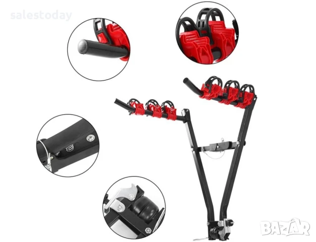 Стойка за велосипед, багажник, Тройна/Двоен стойка за теглич, Черен
