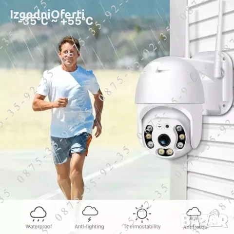 3 БРОЯ! Куполна PTZ CAMERA 5G + 2.4G Wi-Fi. Външна въртяща WiFi камера, снимка 5 - IP камери - 49702711