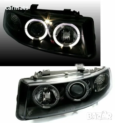 Кристални фарове ANGEL EYES за Seat Leon (1999-2004) - черни