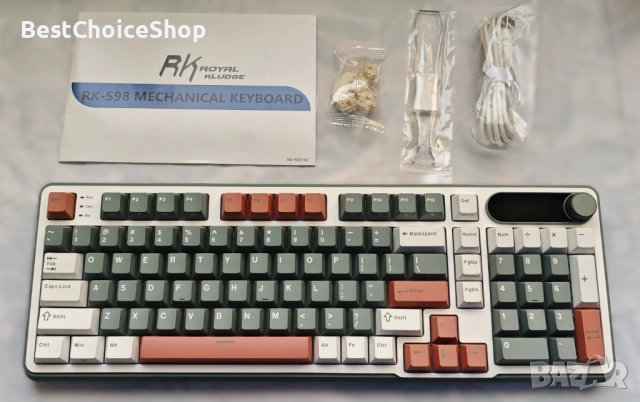 Гейминг Механична клавиатура Royal Kludge – RK-S98, безжична, Chartreuse, RGB, снимка 8 - Клавиатури и мишки - 53598995