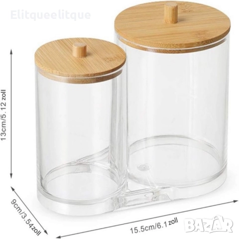 Стилен акрилен двоен органайзер с бамбуков капак, снимка 5 - Други стоки за дома - 52208100