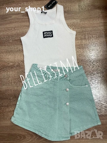 Къса дънкова пола/панталон потник рипс Calvin Klein Miu Miu , снимка 5 - Потници - 50711092