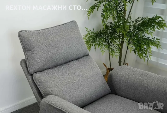 ПРОМОЦИЯ - Фотьойл за релакс REXTON VM-SF004 с електрически реклайнер механизъм, сив плат, снимка 5 - Дивани и мека мебел - 55884680
