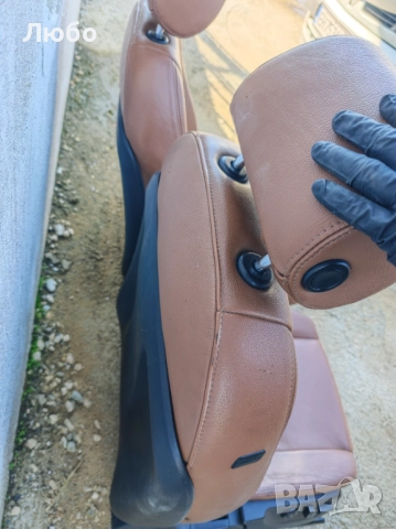 Предни седалки кафява кожа електрически за Ауди А6 ц6 4ф Audi A6 c6 4f, снимка 6 - Части - 52458353