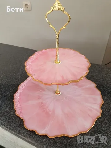 Поднос за сладки на 3 етажа и подложки за чаши, снимка 16 - Прибори за хранене, готвене и сервиране - 34827361