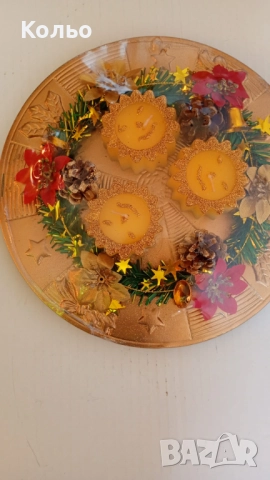 Коледна чиния с украса, снимка 2 - Други - 52882380