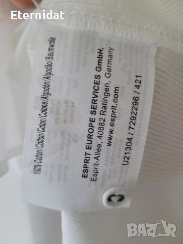 Нова бяла и синя блузка памучна материя ESPRIT , снимка 6 - Тениски - 51518481
