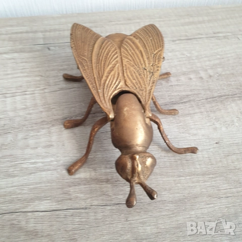 Бронзова муха пепелник, снимка 5 - Антикварни и старинни предмети - 51860221