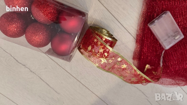 Коледна червена декорация за елха, снимка 4 - Декорация за дома - 52511784