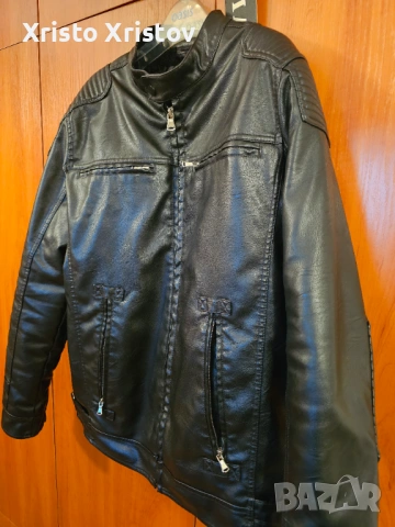 Мъжко кожено яке телешки бокс, снимка 3 - Якета - 53635132