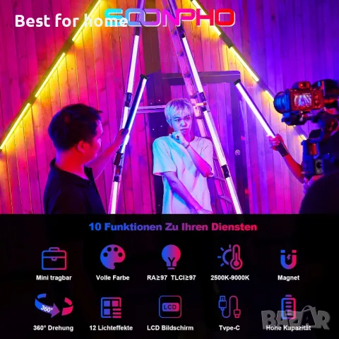  LED видео, фотографска светлина SOONPHO, снимка 4 - Светкавици, студийно осветление - 49845829