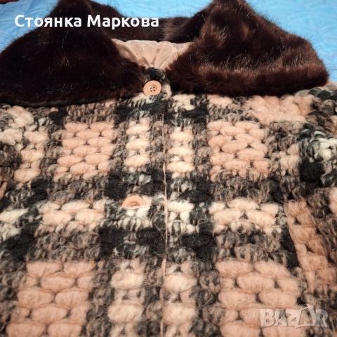 Красиво палто тип плетка в розово, снимка 3 - Палта, манта - 51616087