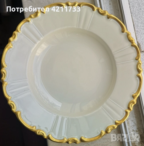 6 дълбоки чении с позлата скъп изискан сервиз НОВО