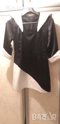 Уникална дамска къса рокля в черно и бяло, снимка 3 - Рокли - 42646693