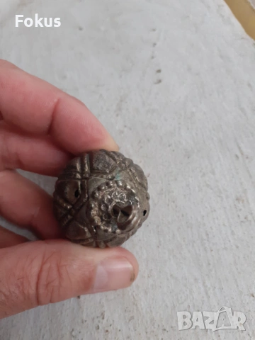 Старо възрожденско голямо сачанено копче от носия накит, снимка 4 - Антикварни и старинни предмети - 53371009