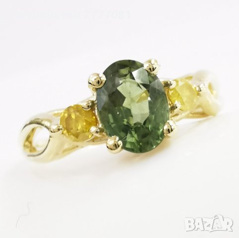 Дизайнерски женски златен пръстен със сапфир и диаманти, снимка 7 - Пръстени - 40543020