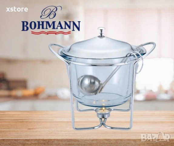 Съд за затопляне Bohmann, 4л., за супа, Стоманен капак, Стъкло, Инокс, снимка 2 - Съдове за готвене - 52697033