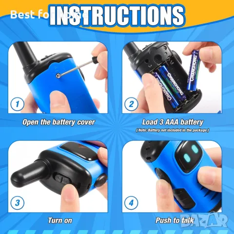 EUCOCO Детски комплект от 3 броя радиостанции- Walkie Talkie , снимка 5 - Електрически играчки - 50152498