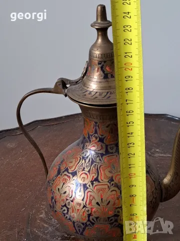 Ретро месингов емайлиран чайник   19/1, снимка 9 - Антикварни и старинни предмети - 49036720