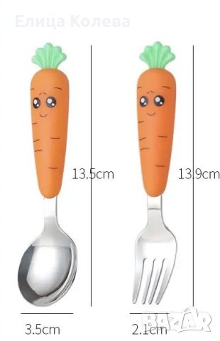 Бебешки/ детски прибори за самостоятелно хранене + кутийка, снимка 2 - Прибори, съдове, шишета и биберони - 41658697