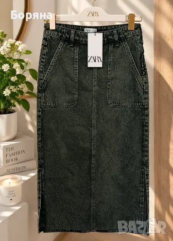 Zara нова с етикет пола сив деним, снимка 1 - Поли - 50057487