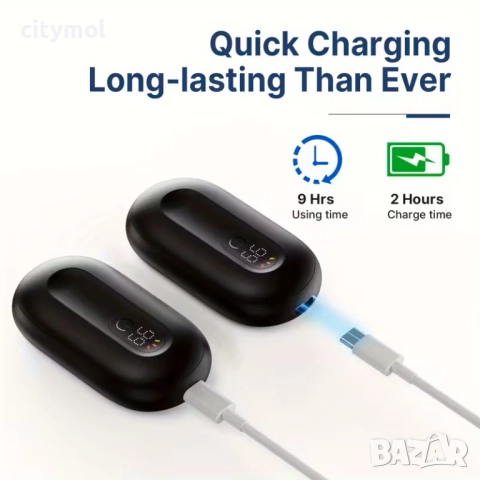 2 бр. акумулаторни грейки за ръце, за многократна употреба, LCD дисплей, снимка 2 - Друга електроника - 52311490