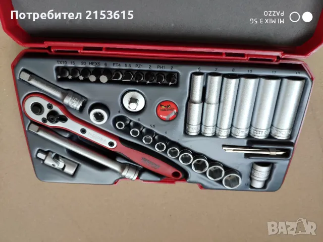 Teng tools тенг 1/4  малка гидория 36 части вложки камъни комплект хром ванадий, снимка 6 - Куфари с инструменти - 47017050