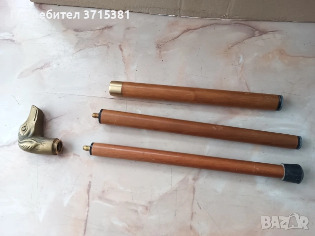 Дървен бастун с бронзова дръжка с тайник, снимка 7 - Колекции - 53210177