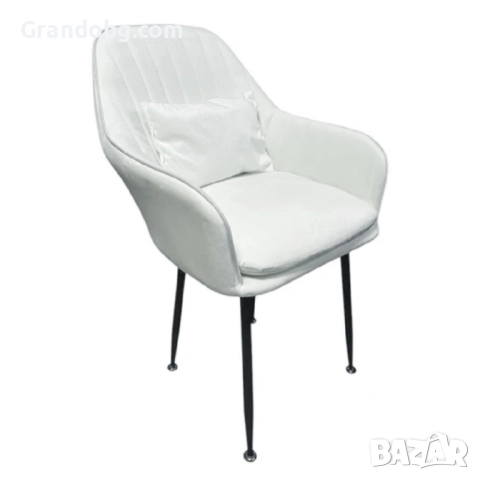 Стилен Трапезен стол Ивон + подарък възгалвничка - млечнобял, снимка 4 - Столове - 52253036