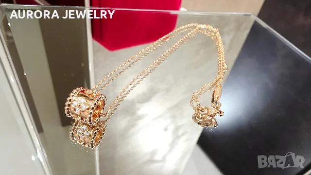 Van Cleef & Arpels VCA Rose Gold Perlee Clover Diamond Alhambra Дамско Колие
