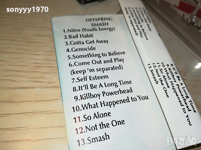 OFFSPRING SMASH-КАСЕТА 2201231858, снимка 11 - Аудио касети - 39395649