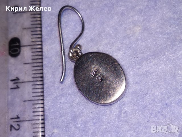 СКЪПОЦЕННА СРЕБЪРНА АРТ НУВО СТИЛ АНГЛИЙСКА ОБЕЦА СРЕБРО 925 с ПРЕКРАСЕН ШЛИФОВАН ОПАЛ 38691, снимка 8 - Обеци - 41730336