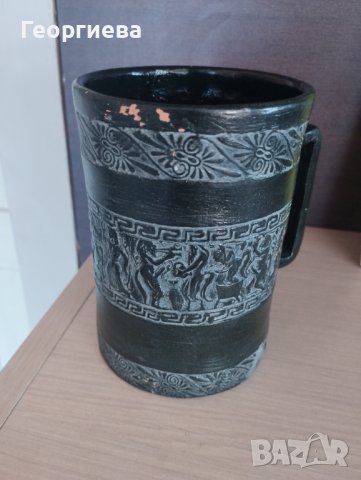 Керамична халба за бира с гръцки мотиви , снимка 2 - Колекции - 41911102