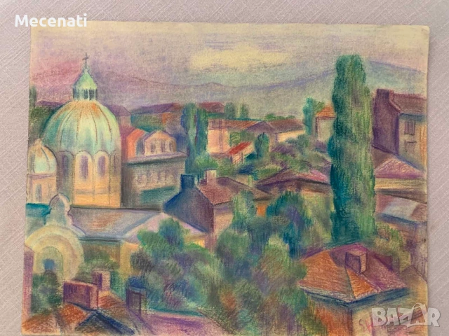 ЕЛКА НАЙДЕНОВА градски пейзаж – Пастел , снимка 5 - Картини - 53112971