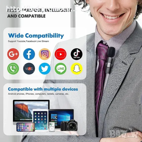 Безжичен микрофон за iPhone i android към Type-C F5, снимка 2 - Apple iPhone - 50437210