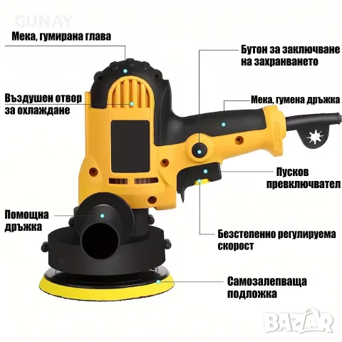 DPLUS Полираща машина 700W 125мм с регулируеми обороти за полиране, пастиране и шлайфане, снимка 7 - Полирмашини - 56128793