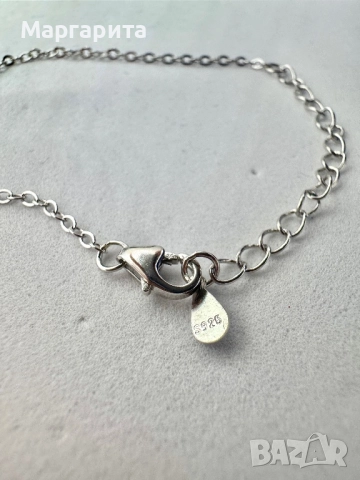 Сребърно колие с мойсанит (диамант) 1 карат, снимка 4 - Колиета, медальони, синджири - 51531365