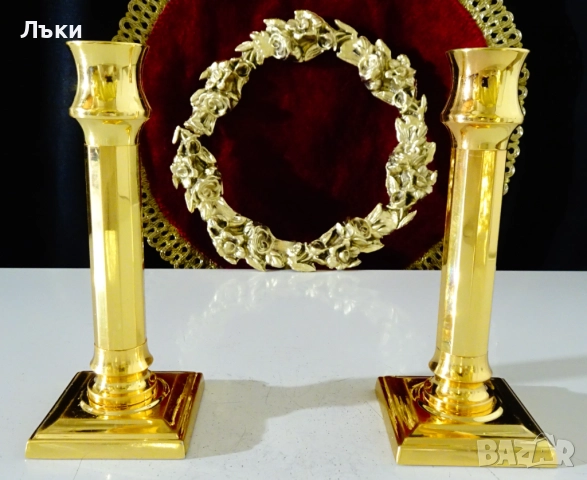 Позлатен бронзов свещник 410 гр.,Art Deco. 