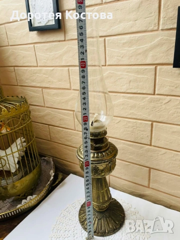 Красива голяма месингова лампа от Англия, снимка 6 - Антикварни и старинни предмети - 53398702