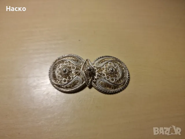 възрожденска брошка пафта филигран сребърна , снимка 4 - Антикварни и старинни предмети - 48631670