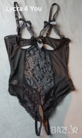 Еротично черно боди с отворен бюст и дъно прашка S/M размер, снимка 14 - Бельо - 39843002