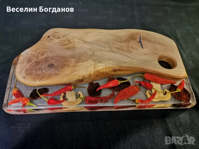 Дъска изработена от епоксидна смола и орех, снимка 4 - Други - 52809049