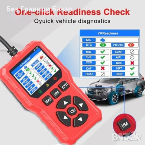 Нов Диагностичен OBD2 четец кодове двигател + тест алтернатор за кола, снимка 5 - Друга електроника - 51941137