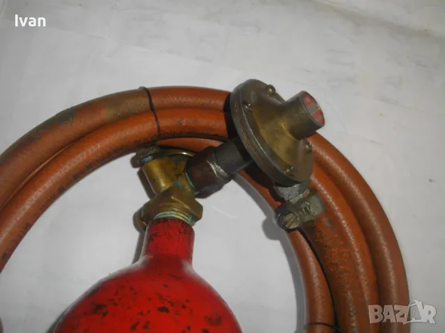 30см НЕМСКА ГАЗОВА ГОРЕЛКА С БУТИЛКА МАРКУЧ РЕДУЦИР ВЕНТИЛ ЗА ГАЗ ПРОПАН-БУТАН ПОЧТИ НОВА, снимка 14 - Други инструменти - 48112073