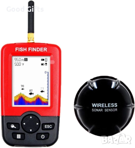 Безжичен сонар за риболов – портативен Fish Finder с LCD дисплей и сензор до 100 м, снимка 8 - Въдици - 52225389