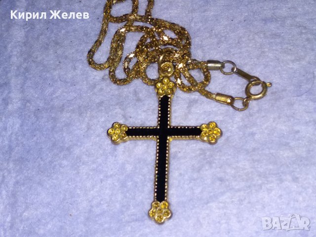 ПОЗЛАТЕНО МЕСИНГОВО КРЪСТЧЕ с ЕМАЙЛ ЛАК и ПОЗЛАТЕНА СТОМАНЕНА РЕТРО ВЕРИЖКА 38477, снимка 10 - Колиета, медальони, синджири - 41395851