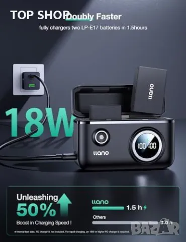 Ново Бързо двойно зарядно + 2 батерии LP-E17 за Canon Rebel T8i, T7i, SL3, снимка 2 - Чанти, стативи, аксесоари - 49251724